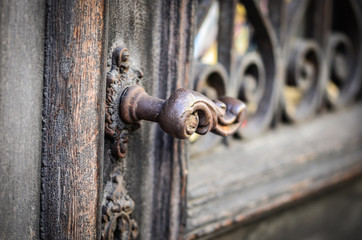 old doors close up view - on the historical streets of Italy