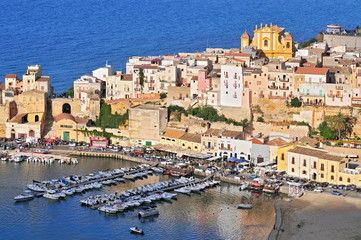 Fototapeta na wymiar The town of Castellammare del Golfo in the province of Trapani in Sicily Italy.