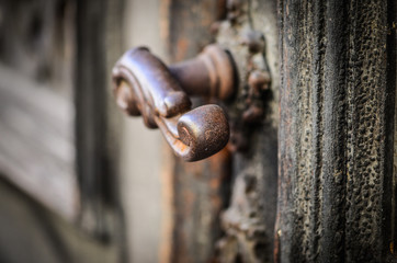 old doors close up view - on the historical streets of Italy