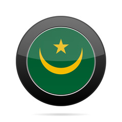 Flag of Mauritania. Shiny black round button.