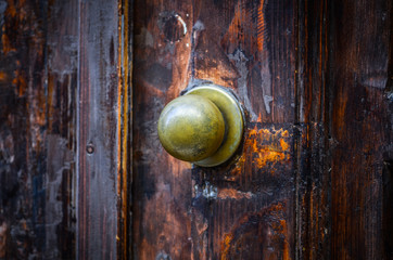 old doors close up view - on the historical streets of Italy