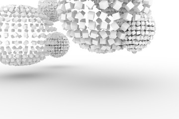 Spheres from squares, modern style soft white & gray background. Shape, pattern, smooth & graphic.