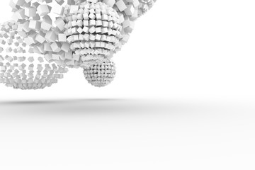 Spheres from squares, modern style soft white & gray background. Line, rendering, black & dreamy.