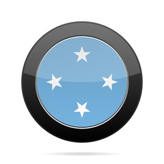 Flag of Micronesia. Shiny black round button.