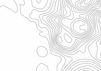 Abstract black and white topographic contours lines of mountains. Topography map art curve drawing. vector illustration.