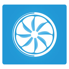 jet engine turbine in blue background