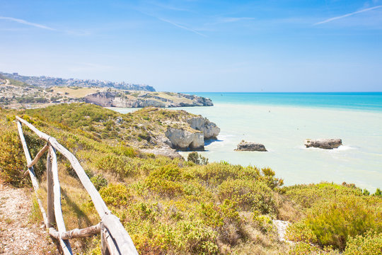 Pescichi, Apulia, Italy - Hiking trail along the cliffs of Pescichi