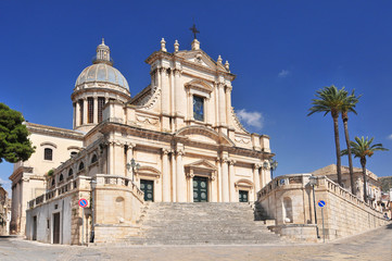 Fototapeta na wymiar The Neoclassicist Church of the Annunziata (16th century) in Comiso Sicily.