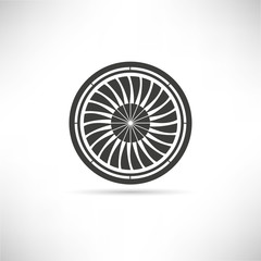 jet engine turbine, wind turbine icon © bigpa
