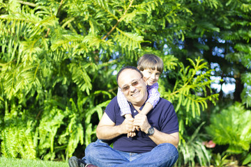 Happy Father and Kid Enjoying