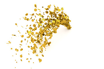 Bunch of money, gold, dollar sign or coins flow from the floor, modern style background or texture.