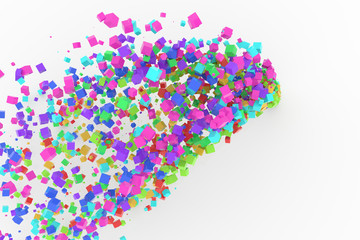 Bunch of colorful square boxes flow from the floor, modern style background or texture.