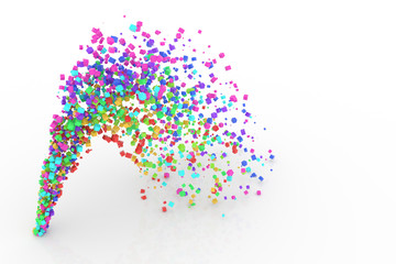 Bunch of colorful square boxes flow from the floor, modern style background or texture. Abstract, celebrations, canvas & repeat.