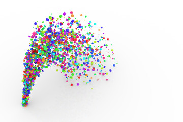 Bunch of colorful square boxes flow from the floor, modern style background or texture. Illustration, digital, design & art.