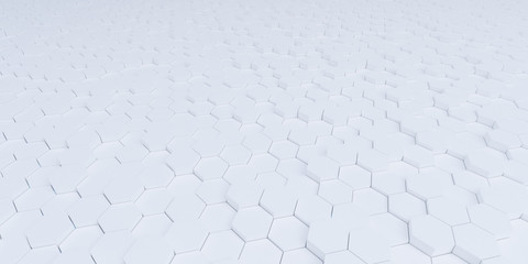 3d white hexagon background. Rendered geometric illustration