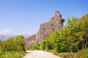 Fototapeta na wymiar Ruins of old fortress of Saint Cross. Perast, Montenegro