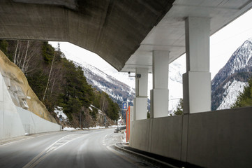 Architecture of a mountain tunnel.