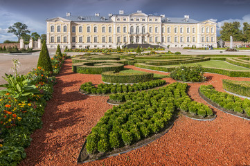 Rundale palace, former summer residence of Latvian nobility with a beautiful gardens around.