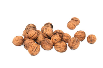 Wallnuts on white background