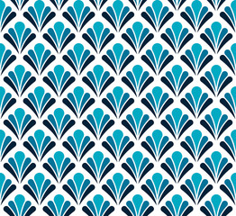 Vector Floral Art Nouveau Seamless Pattern. Geometric decorative leaves texture. Retro stylish background. 