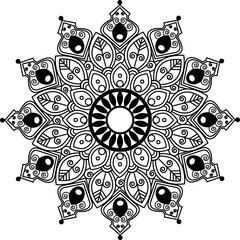 mandala-hand drawing-black-and-white, Mandala Round black and white oriental pattern
Flower Mandala. Vintage decorative elements. Oriental pattern, vector illustration.