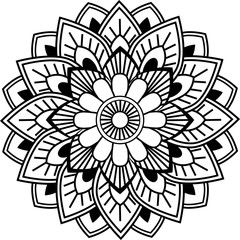 mandala-hand drawing-black-and-white-mandala-hand drawing-black-and-white-Hand drawn Mandala design. Perfect for backgrounds,Flower Mandala. Vintage decorative elements. 
