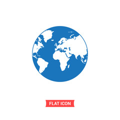 Earth vector icon, world map symbol. Simple, flat design for web or mobile app