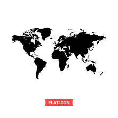 Planet earth vector icon, world map symbol. Simple, flat design for web or mobile app