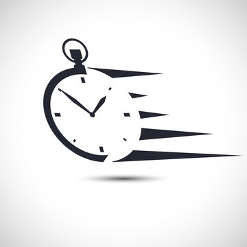 Speed stopwatch icon flat simple line watch logo vector illustration