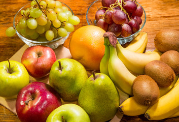 A side view at the fruit assortment