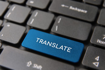 Translation service concept on laptop keyboard