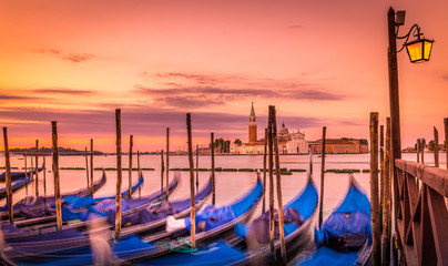 Gondolas in Venice at sunrise © Maciej Czekajewski