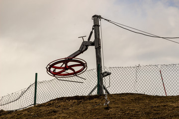 Ring of the ski lift in summer