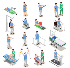 Physiotherapy Isometric Icons