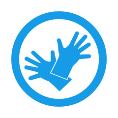 Icono plano guantes de trabajo en circulo color azul