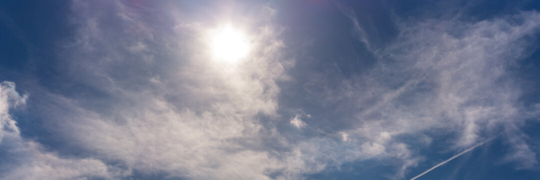 Sunny and cloudy sky panorama