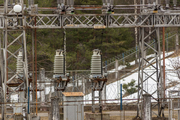 Electrical substation against the forest
