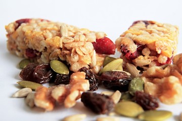 muesli bar with nuts sitting on the table
