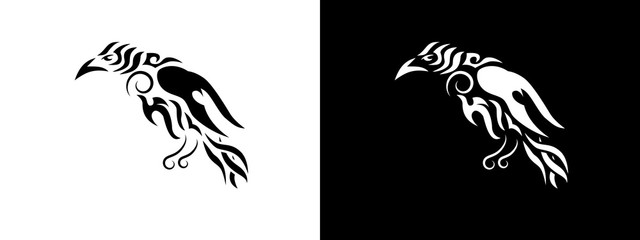 Tribal raven illustration.