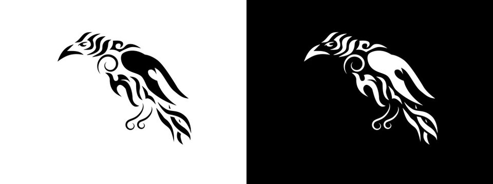 Tribal raven illustration.