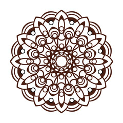 Vector coaster design. Laser cutting mandala. Oriental Brown floral pattern.