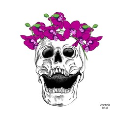 skull with a wreath. Vector illustration