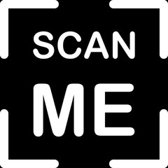 white symbol "scan me" on the black. QR code