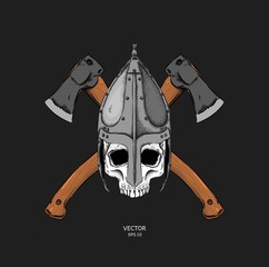 skull in armor. Can be used for printing on T-shirts, flyers and stuff. Vector illustration