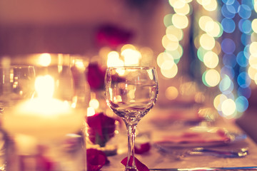 Romantic Wine Glasses on Table Valentines