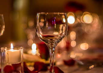 Romantic Wine Glass with Candles