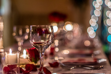 Romantic Wine Glass with Candles