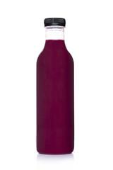 Plastic bottle with fresh summer berries smoothie