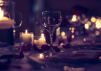 Romantic Wine Glass with Candles