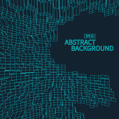 Abstract vector wireframe landscape background. Cyberspace grid. 3d technology   illustration. Digital  for presentations .